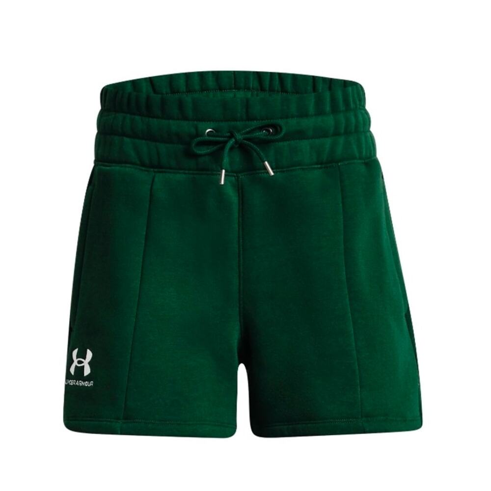 Under Armour Rival Fleece Green High Rise Athletic Lounge Shorts L Pine Green